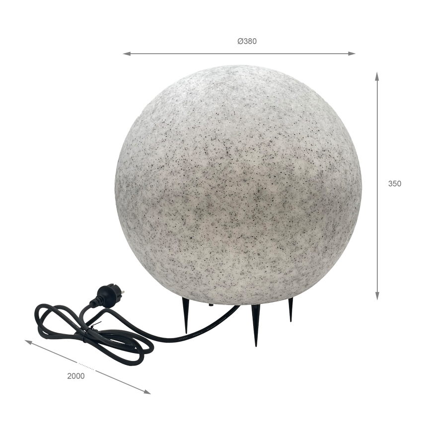 Dekorativ utomhusarmatur LUMISTONE 1xE27/15W/230V IP65 Ø 38 cm