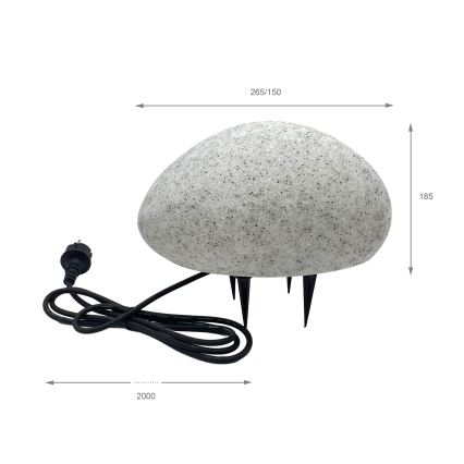Dekorativ utomhuslampa LUMISTONE 1xE27/15W/230V IP65 Ø 26,5 cm
