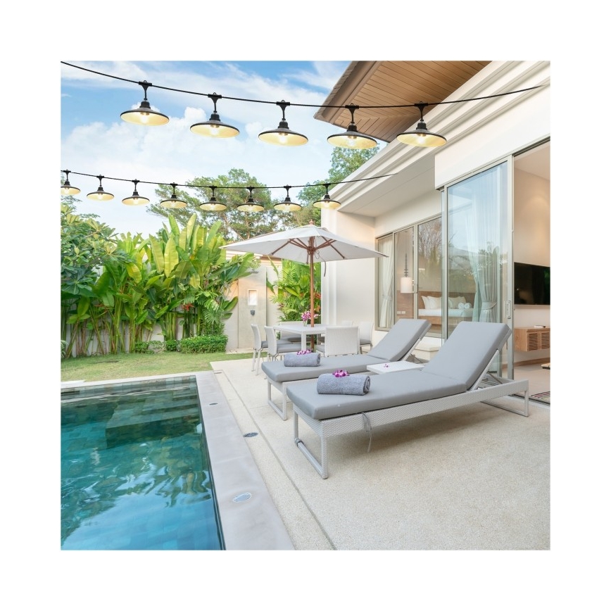 Dekorativ utomhusslinga CRETE 15xE27/230V 20m IP44