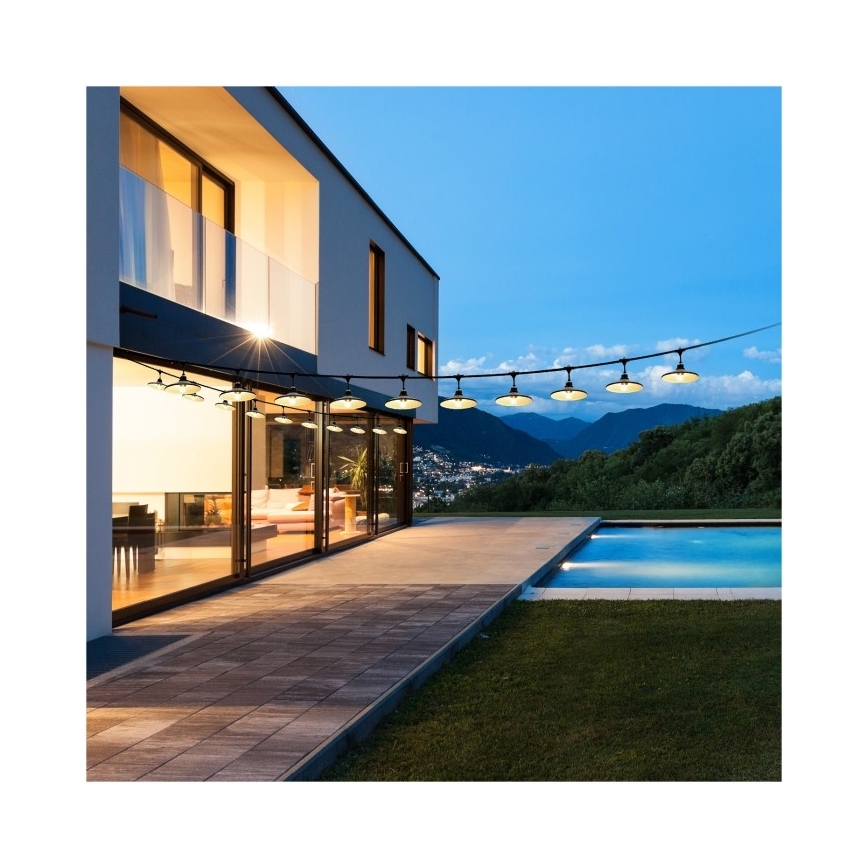 Dekorativ utomhusslinga CRETE 15xE27/230V 20m IP44