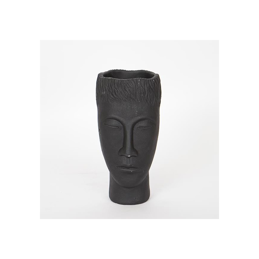 Dekorativ vas 25 x 14 x 12,5 cm svart/cement