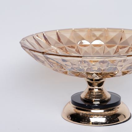 Dekorativt bricka diameter 29,5 cm brun/rökig