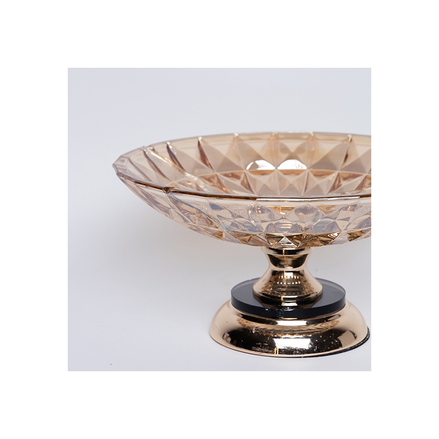 Dekorativt bricka diameter 29,5 cm brun/rökig