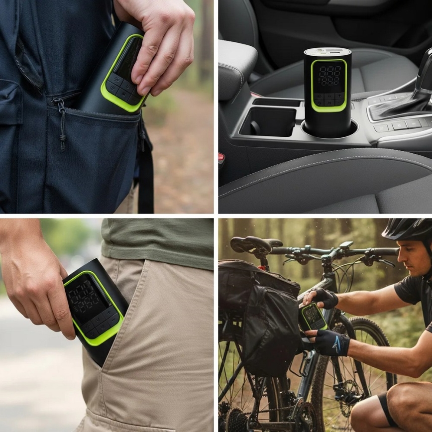 Digital bärbar fickkompressor 5V 8000 mAh svart