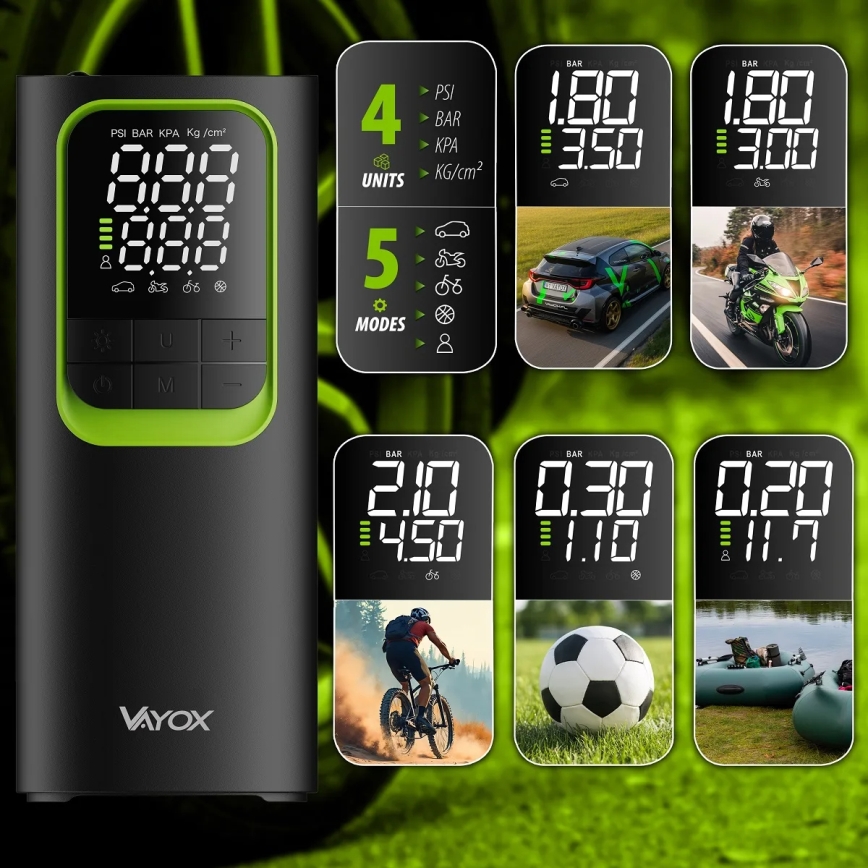 Digital bärbar fickkompressor 5V 8000 mAh svart