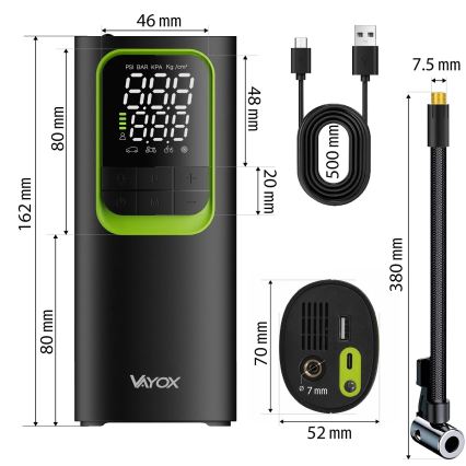 Digital bärbar fickkompressor 5V 8000 mAh svart