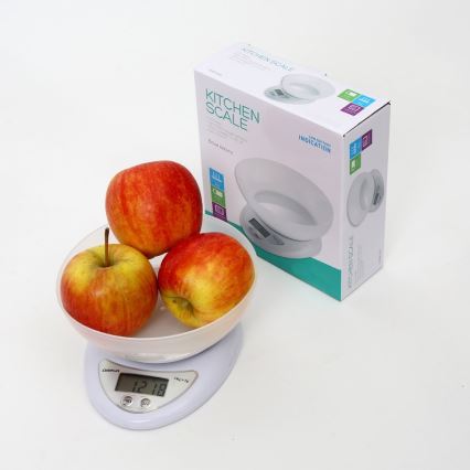 Digital köksvåg med skål 1xCR2032 vit