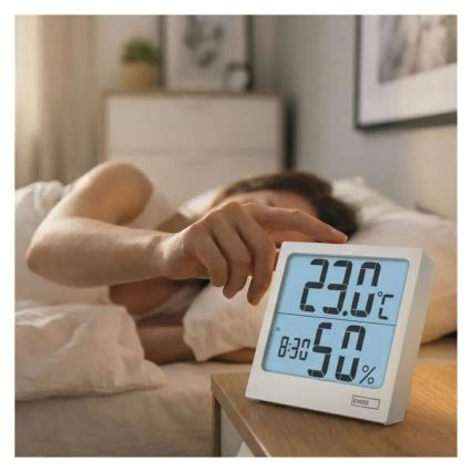 Digital termometer med hygrometer 1xAA vit