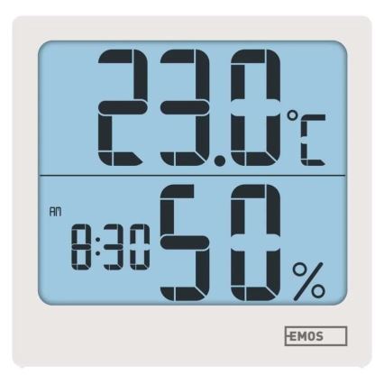 Digital termometer med hygrometer 1xAA vit