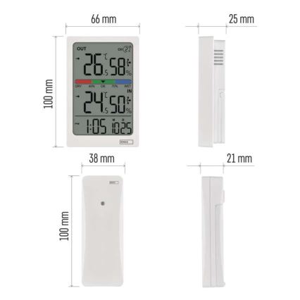 Digital termometer med hygrometer, 2×AAA, vit