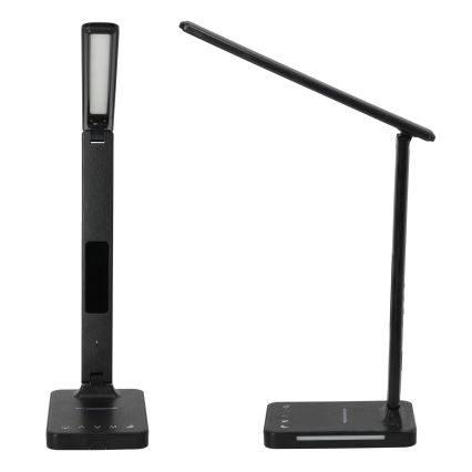 LED Dimbar bordslampa med trådlös laddning QI, display och USB port LED/7W/230V 3000-6000K svart