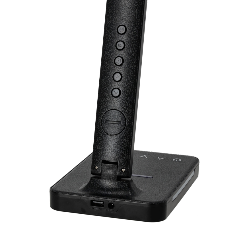 LED Dimbar bordslampa med trådlös laddning QI, display och USB port LED/7W/230V 3000-6000K svart