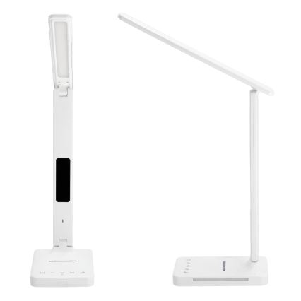 LED Dimbar bordslampa med trådlös laddning QI, display och USB port LED/7W/230V 3000-6000K vit