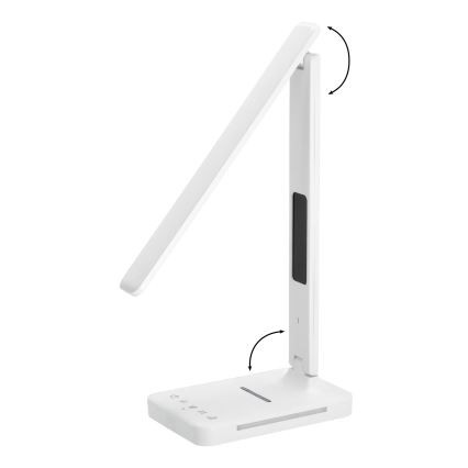 LED Dimbar bordslampa med trådlös laddning QI, display och USB port LED/7W/230V 3000-6000K vit