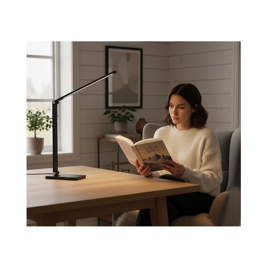 Dimbara LED-skrivbordslampa med trådlös QI-laddning NOBLITE Q LED/7W/230V 3000/4000/6500K svart