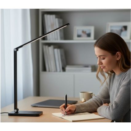 Dimbara LED-skrivbordslampa med trådlös QI-laddning NOBLITE Q LED/7W/230V 3000/4000/6500K svart