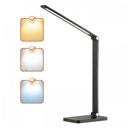 Dimbara LED-skrivbordslampa med trådlös QI-laddning NOBLITE Q LED/7W/230V 3000/4000/6500K svart