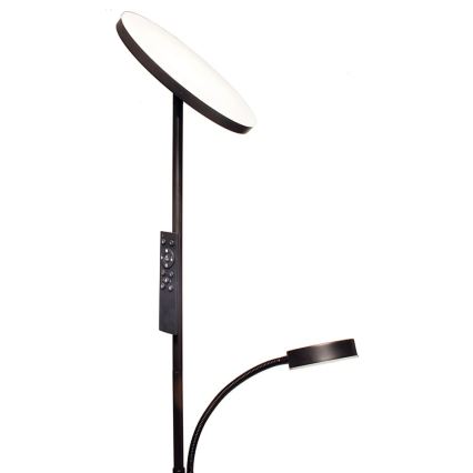 Dimbar LED-golvlampa NORA LED/25W/230V 2200/3000/4000K + LED/5W 3000K svart + fjärrkontroll