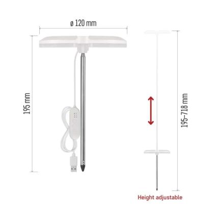 Dimbar LED-inomhuslampa för odling av växter GROW LED/8W/5V