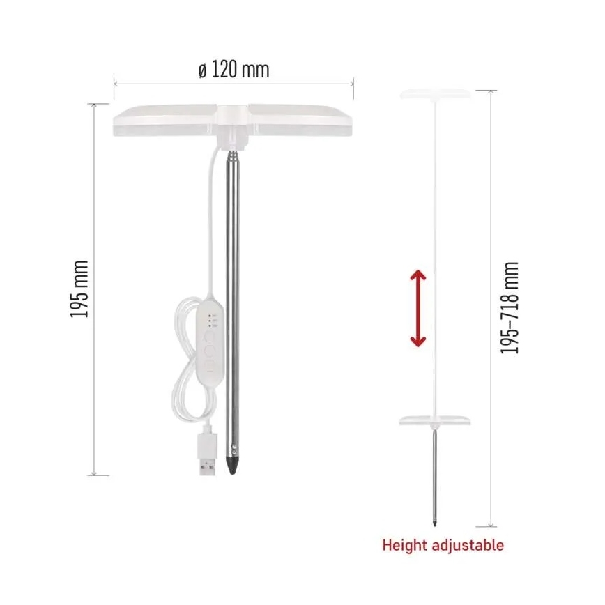 Dimbar LED-inomhuslampa för odling av växter GROW LED/8W/5V