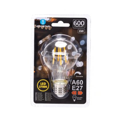 Dimbar LED-lampa FILAMENT A60 E27/6W/230V 2700K - Aigostar