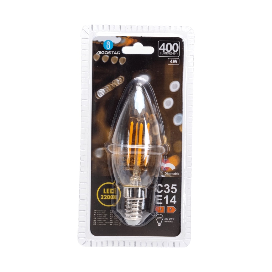 Dimbar LED-lampa FILAMENT C35 E14/4W/230V 2200K - Aigostar