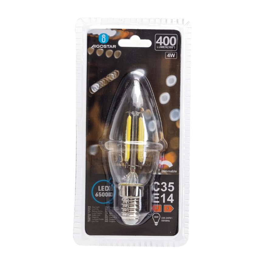 Dimbar LED-lampa FILAMENT C35 E14/4W/230V 6500K - Aigostar
