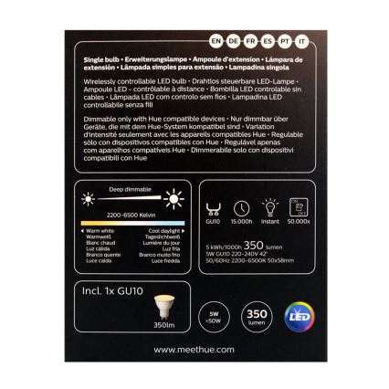 Dimbar LED-lampa Philips Hue Vit AMBIANCE 1xGU10/4,3W/230V 2200-6500K