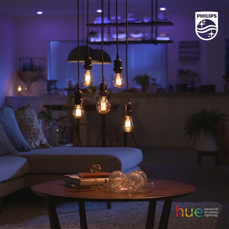 Dimbar LED-lampa Philips Hue Vit FILAMENT ST64 E27/7W/230V 2100K