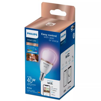 Dimbar RGB-LED-lampa Philips SMART P45 E14/4,9W/230V 2200-6500K CRI 90