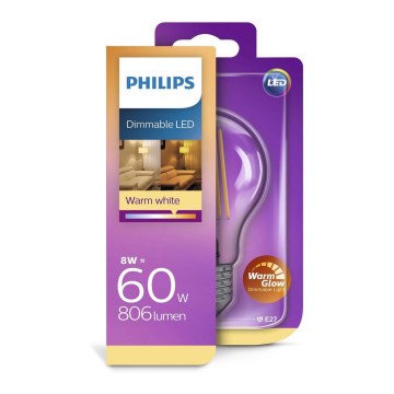 Dimbar LED-lampa  Philips Warm Glow E27/8W/230V 2200K-2700K 