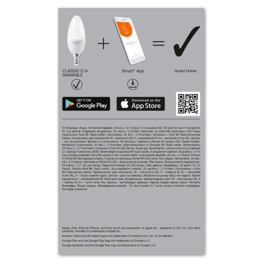 Dimbar LED-lampa SMART+ E14/5W/230V 2700K - Ledvance