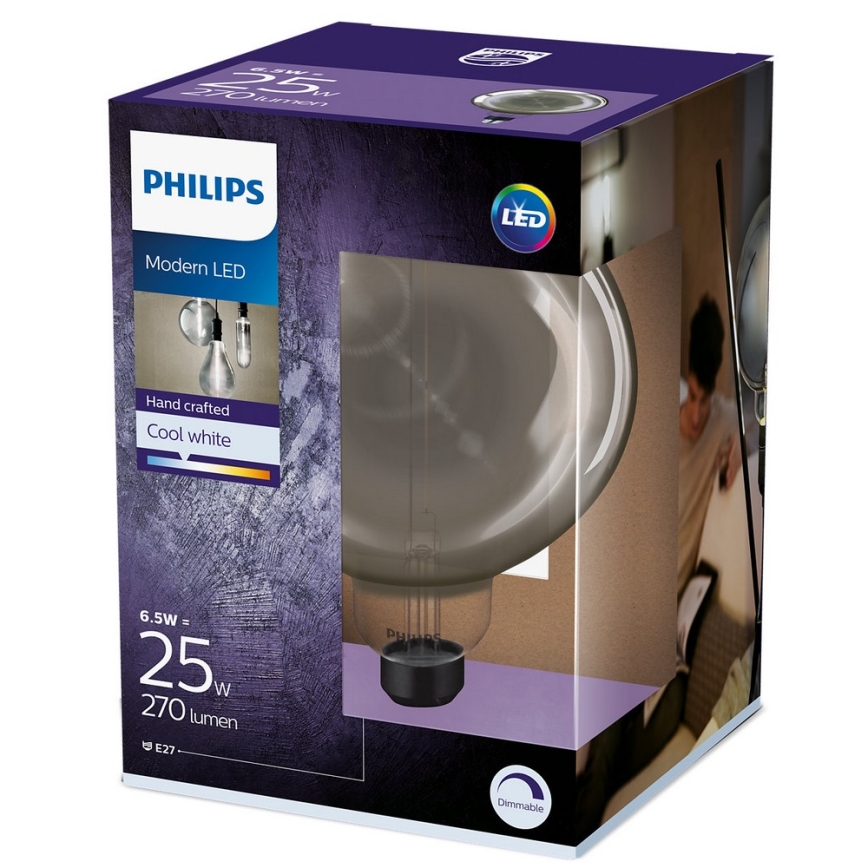 Dimbar LED-lampa SMOKY VINTAGE Philips G200 E27/6,5W/230V 4000K