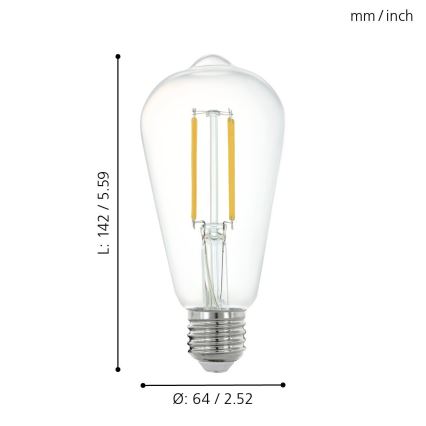 Dimbar LED-lampa VINTAGE E27/6W/230V 2,700K - Eglo 11862