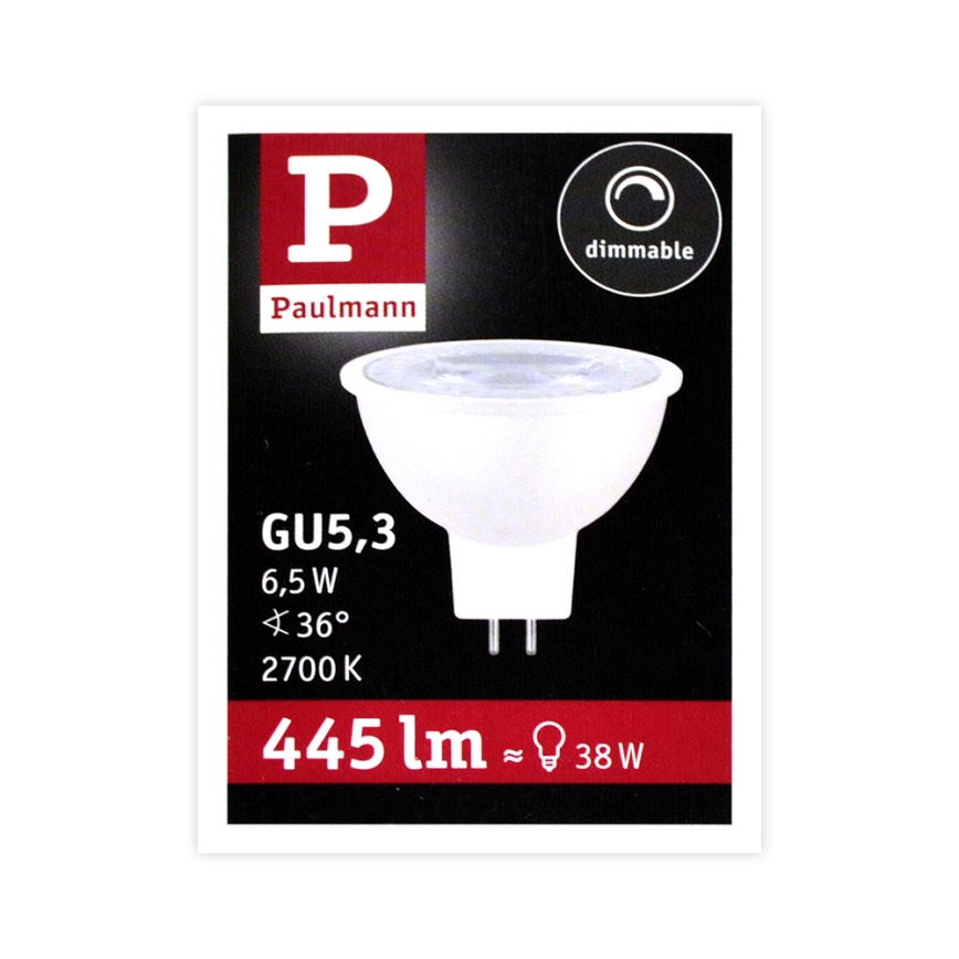 Dimbar LED-lampen Strålkastare  GU5.3/6.5W/12V 2700K – Paulmann 28758