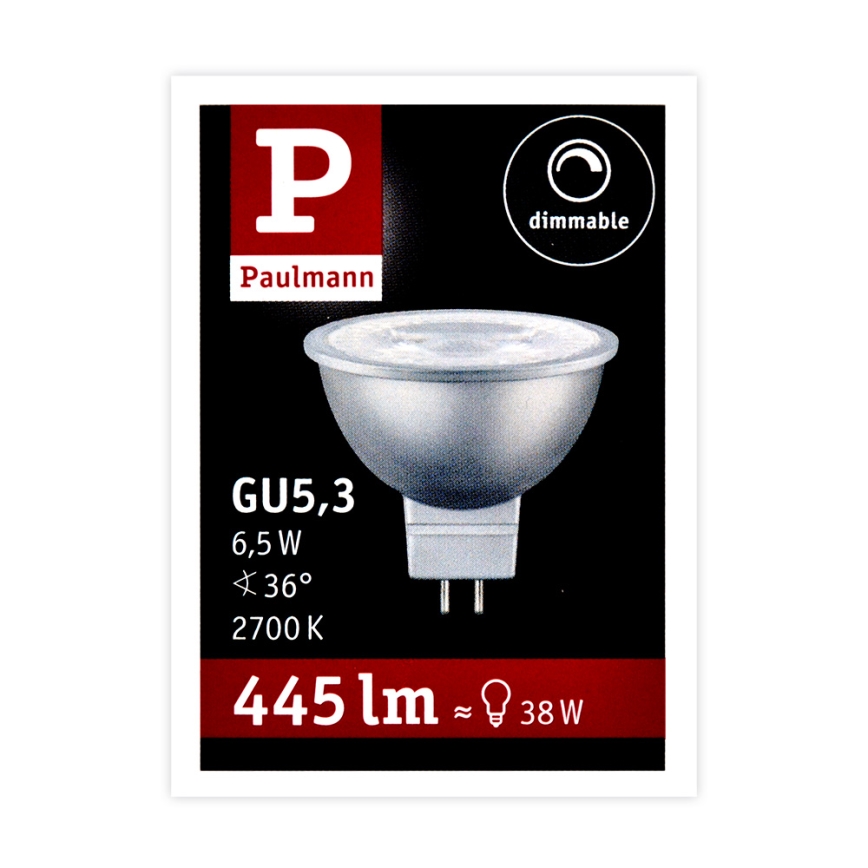 Dimbar LED-lampen Strålkastare  GU5.3/6.5W/12V 2700K – Paulmann 28759