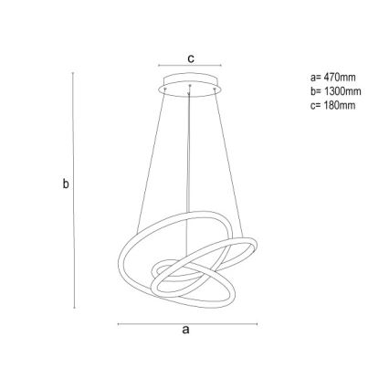 LED-hänglampa på vajer, dimbar, LED/90W/230V 3000-6500K Ø 47 cm + fjärrkontroll