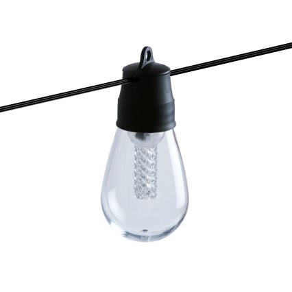 Dimmbar LED-solcellsdriven ljusslinga 25xLED/1,5W/3,7/5V 2700-10000K 2200 mAh 15 m IP65 svart + fjärrkontroll
