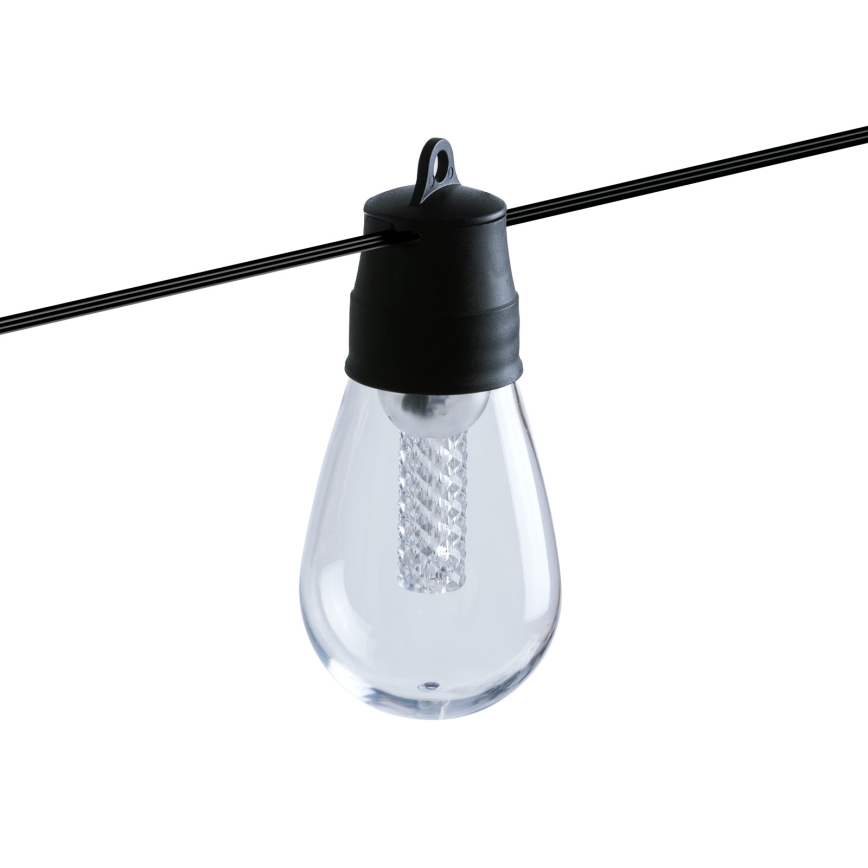 Dimmbar LED-solcellsdriven ljusslinga 25xLED/1,5W/3,7/5V 2700-10000K 2200 mAh 15 m IP65 svart + fjärrkontroll
