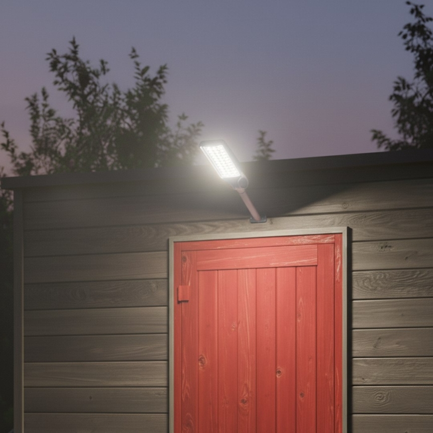 LED dimbar solcellsdriven gatlampa med sensor VENICE LED/200W/3,2V 12000 mAh IP65 svart + fjärrkontroll