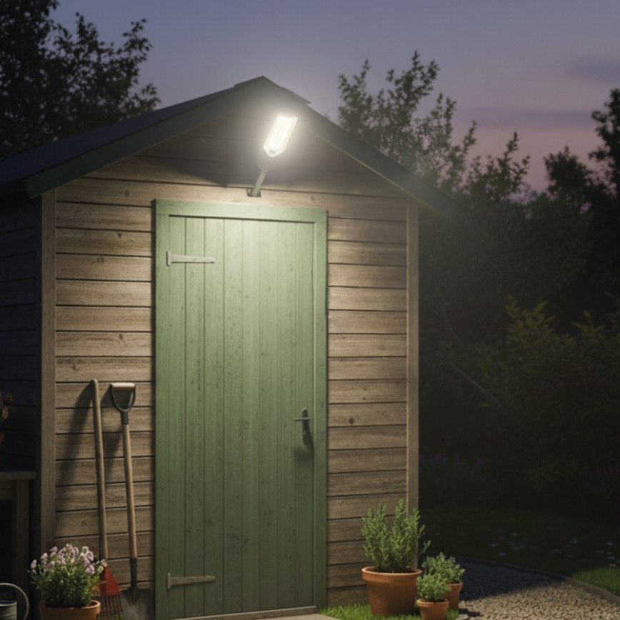 LED dimbar solcellsdriven gatlampa med sensor VENICE LED/200W/3,2V 12000 mAh IP65 svart + fjärrkontroll