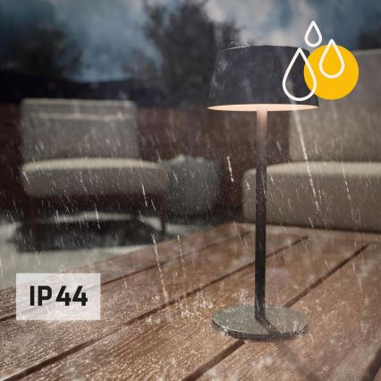 Dimbar LED-solcellslampa med touchkontroll, LED/3W/5V, USB, 1800 mAh, IP44, svart