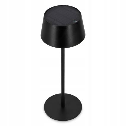 Dimbar LED-solcellslampa med touchkontroll, LED/3W/5V, USB, 1800 mAh, IP44, svart