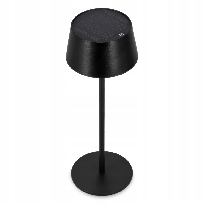Dimbar LED-solcellslampa med touchkontroll, LED/3W/5V, USB, 1800 mAh, IP44, svart