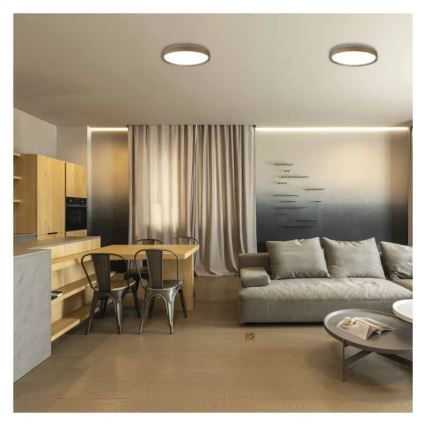 Dimbart LED-takarmatur ILVI LED/30W/230V 2700-6500K Ø 40 cm träfinish + fjärrkontroll