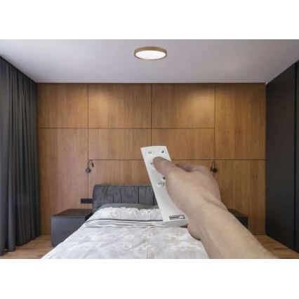 Dimbart LED-takarmatur ILVI LED/30W/230V 2700-6500K Ø 40 cm träfinish + fjärrkontroll