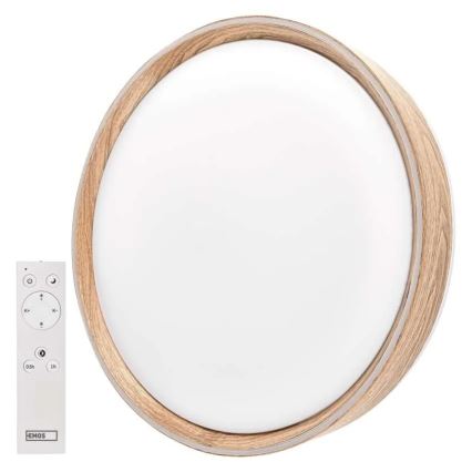 Dimbart LED-takarmatur ILVI LED/30W/230V 2700-6500K Ø 40 cm träfinish + fjärrkontroll
