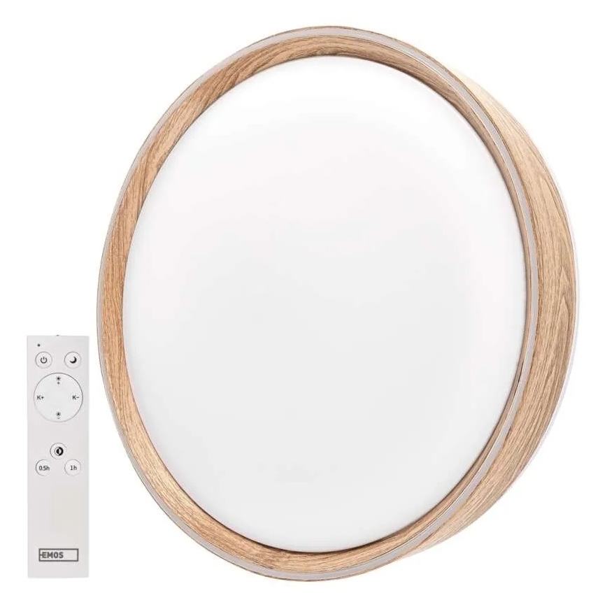 Dimbart LED-takarmatur ILVI LED/30W/230V 2700-6500K Ø 40 cm träfinish + fjärrkontroll