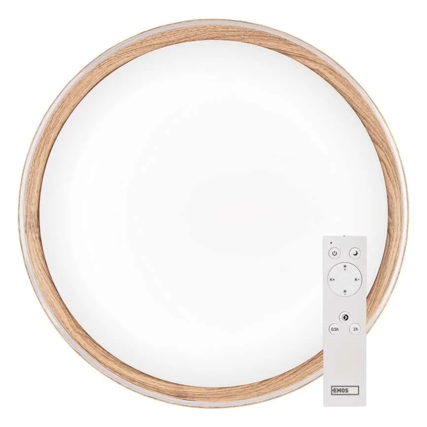 Dimbart LED-takarmatur ILVI LED/30W/230V 2700-6500K Ø 40 cm träfinish + fjärrkontroll