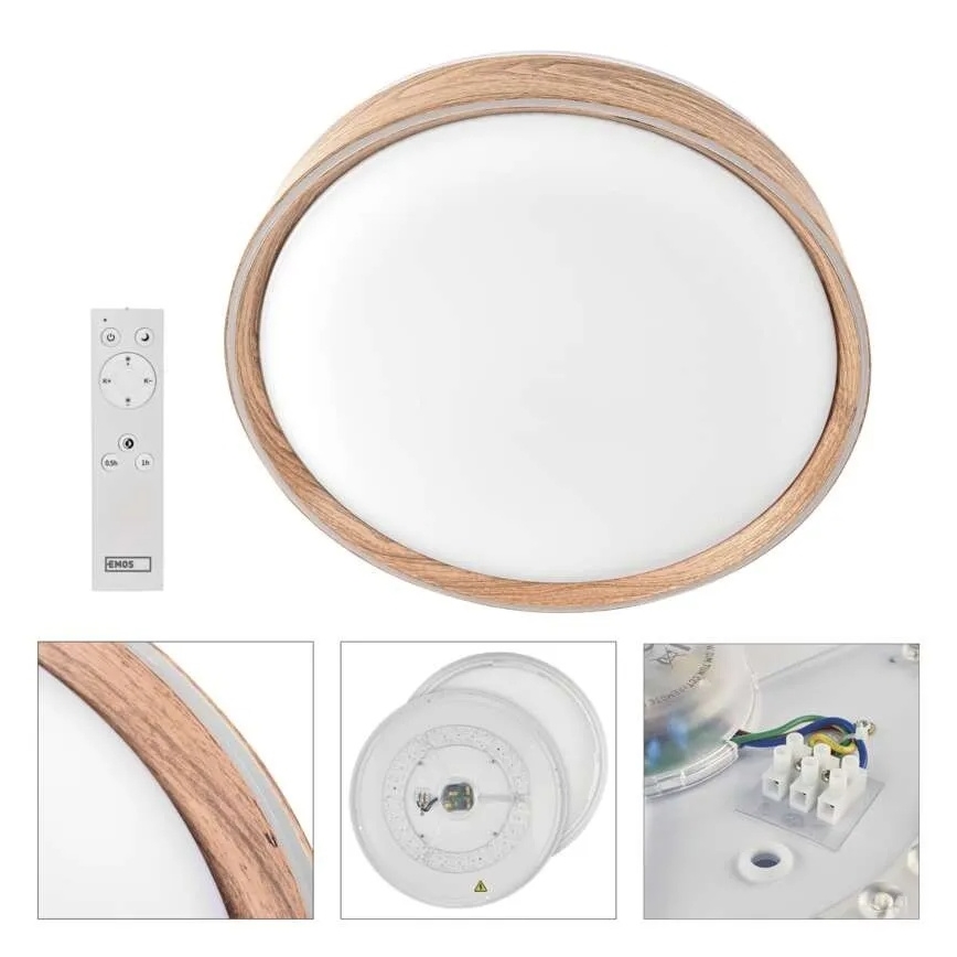 Dimbart LED-takarmatur ILVI LED/30W/230V 2700-6500K Ø 40 cm träfinish + fjärrkontroll